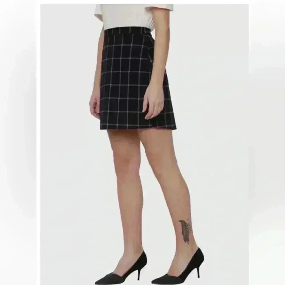 Bailey / 44 Black Chequered A-Line Skirt for Women NWT size small